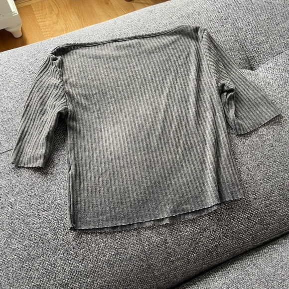 Topshop grey ribbed cropped top - Picture 2 of 3